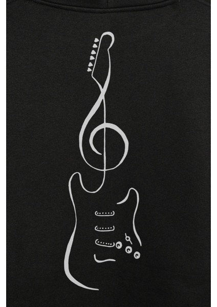 Sol Anahtarı Elektro Gitar Müzik Nota Metallica Ön ve Arka Baskılı Sweatshirt Unisex Kapüşonlu Hoodie fiyatları