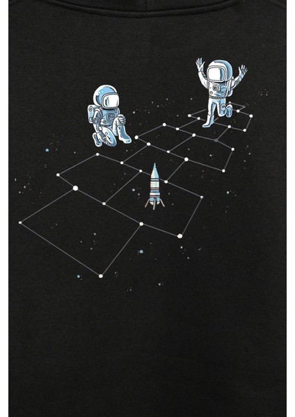 Astronot Dans Uzay Cosmos Space Galaksi Gezegen Ön ve Arka Baskılı Sweatshirt Unisex Kapüşonlu Hoodie modelleri