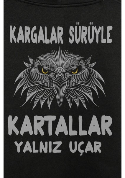 Kargalar Sürüyle Kartallar Yalnız Uçar Beşiktaş Ön ve Arka Baskılı Sweatshirt Unisex Kapüşonlu Hoodie fiyatları