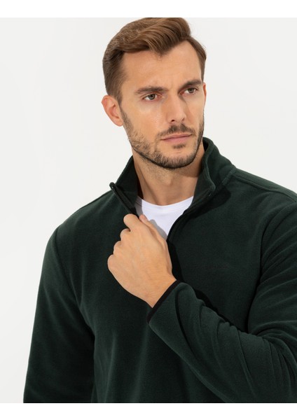 Pierre Cardin Erkek Haki Yarım Fermuarlı Basic Polar Sweatshirt 50262815-VR027