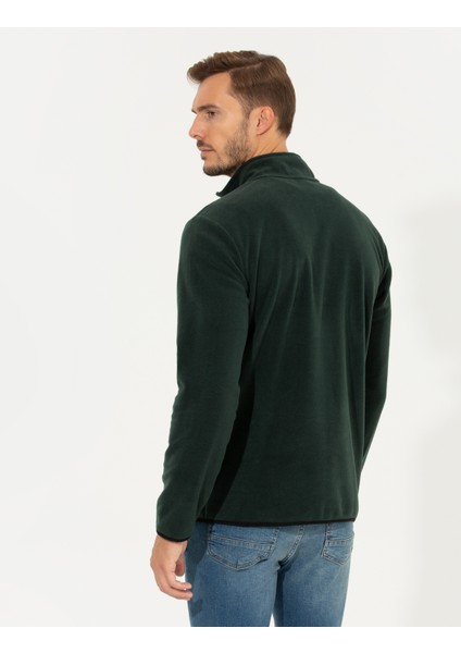 Pierre Cardin Erkek Haki Yarım Fermuarlı Basic Polar Sweatshirt 50262815-VR027