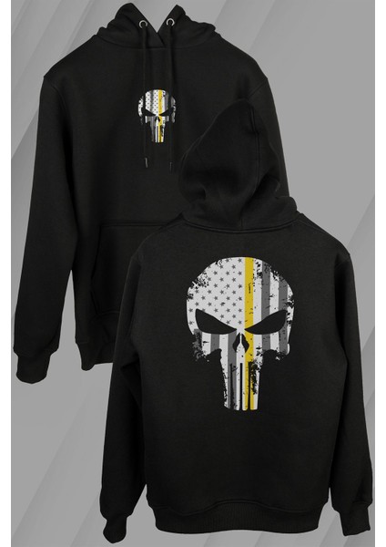 The Crazy Punisher Cezalandırıcı Frank Castle Ön ve Arka Baskılı Sweatshirt Unisex Kapüşonlu Hoodie