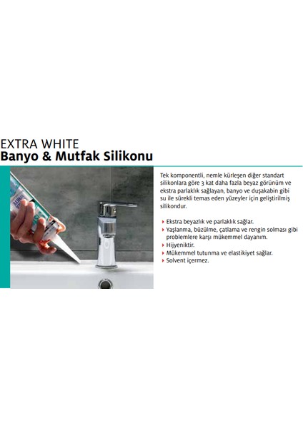 E x tra White Banyo & Mutfak Silikonu Beyaz 280 ml 12'li Paket