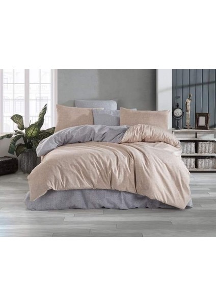Sedali Home Krem Gri Çift Yönlü Tek Kişilik Nevresim Takımı