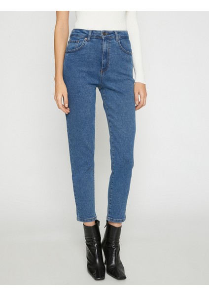 Yüksek Bel Kot Pantolon Yüksek Bel Hafif Dar Paça - Mom Slim Jean modelleri