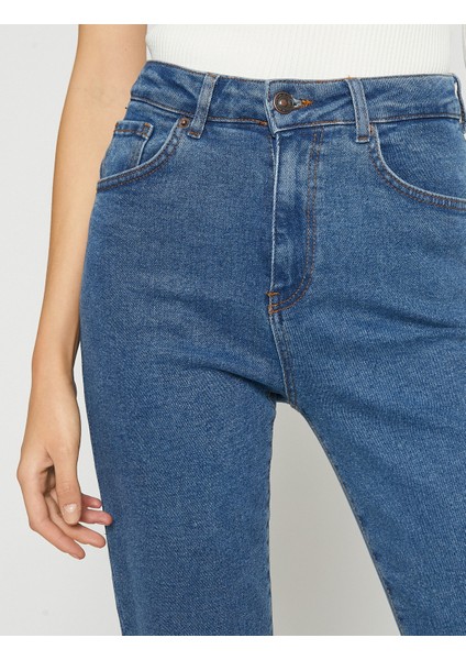 Yüksek Bel Kot Pantolon Yüksek Bel Hafif Dar Paça - Mom Slim Jean indirimleri