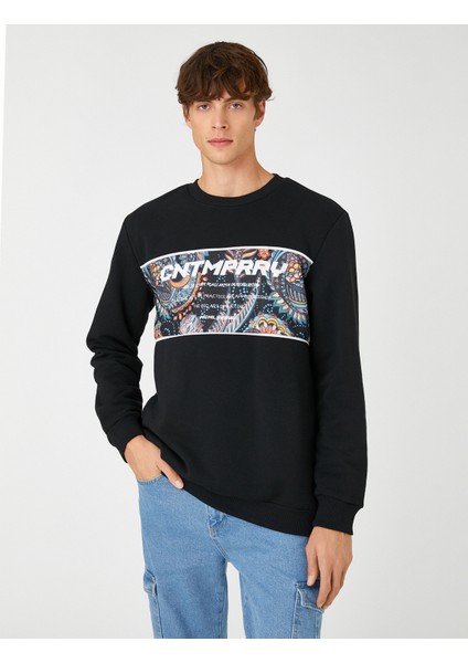 Baskılı Sweatshirt Bisiklet Yaka modelleri