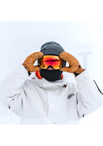 UV400 Korumalı Anti-Sis Çift Katman Orange Lens Snowboard Kayak Gözlüğü