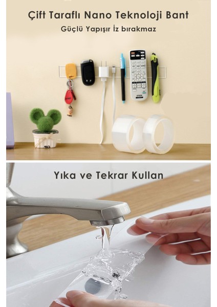 5 Metre Çift Taraflı Nano Teknoloji Kalın ve Süper Güçlü Bant Duvar Çerçeve Taşıyıcı