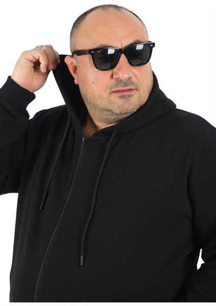 Büyük Beden Basic Mevsimlik Fermuarlı Kapüşonlu Sweat 22751 fiyatları
