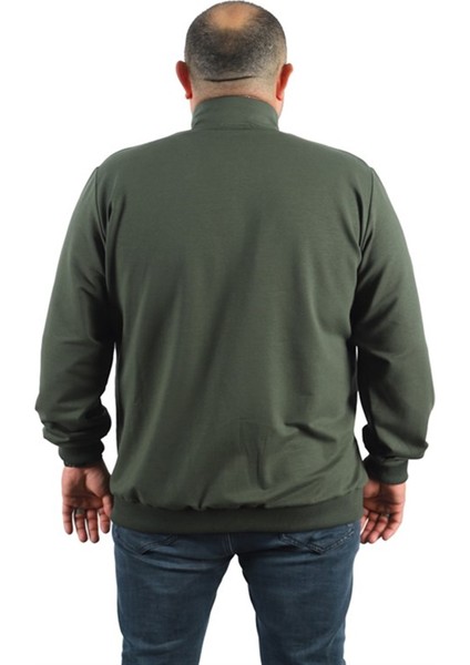 Büyük Beden Basic Mevsimlik Fermuarlı Sweatshirt 22750 Hakı modelleri
