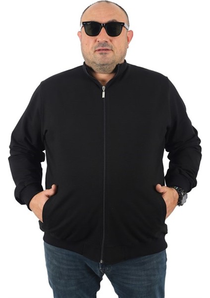 Büyük Beden Basic Mevsimlik Fermuarlı Sweatshirt 22750