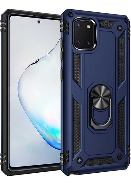 Samsung Galaxy S10 Lite G770 Kılıf Çift Katmanlı Yüzüklü Manyetik Vega Araç Tutucu Destekli Zırhlı Tank Kapak