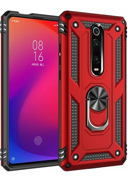 Xiaomi Redmi Note 8 Pro Kılıf Çift Katmanlı Yüzüklü Manyetik Vega Araç Tutucu Destekli Zırhlı Tank Kapak