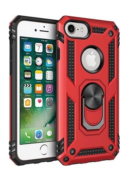Apple iphone 6 Plus Kılıf Çift Katmanlı Yüzüklü Manyetik Vega Araç Tutucu Destekli Zırhlı Tank Kapak