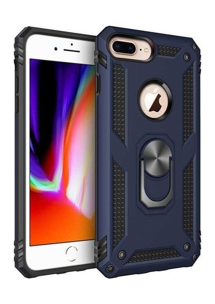 Apple iphone 6 Plus Kılıf Çift Katmanlı Yüzüklü Manyetik Vega Araç Tutucu Destekli Zırhlı Tank Kapak