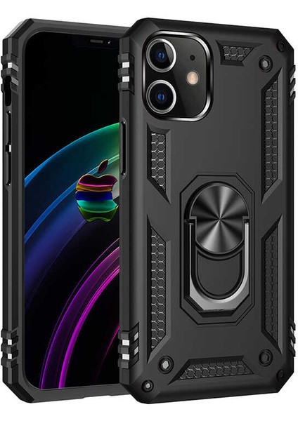 Xiaomi Mi 11 Kılıf Çift Katmanlı Yüzüklü Manyetik Vega Araç Tutucu Destekli Zırhlı Tank Kapak