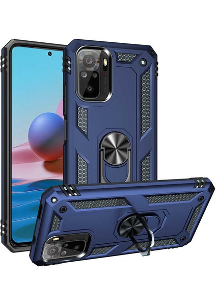 Xiaomi Poco M3 Kılıf Çift Katmanlı Yüzüklü Manyetik Vega Araç Tutucu Destekli Zırhlı Tank Kapak