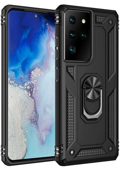 Xiaomi Redmi 10A Kılıf Çift Katmanlı Yüzüklü Manyetik Vega Araç Tutucu Destekli Zırhlı Tank Kapak