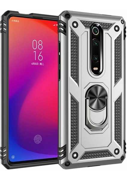 Xiaomi Redmi Note 8 Pro Kılıf Çift Katmanlı Yüzüklü Manyetik Vega Araç Tutucu Destekli Zırhlı Tank Kapak