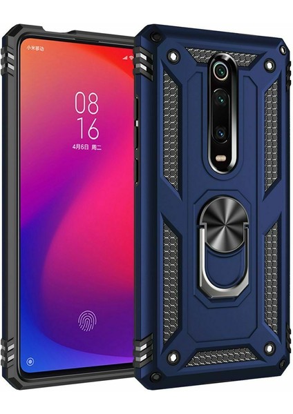 Xiaomi Redmi 8A Kılıf Çift Katmanlı Yüzüklü Manyetik Vega Araç Tutucu Destekli Zırhlı Tank Kapak