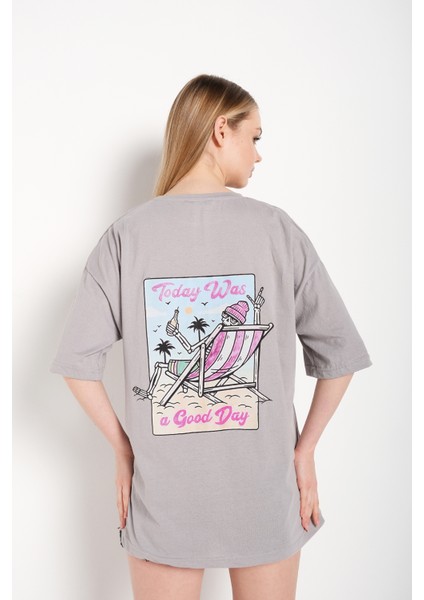 Kadın Today Was Baskılı Oversize Tişört modelleri