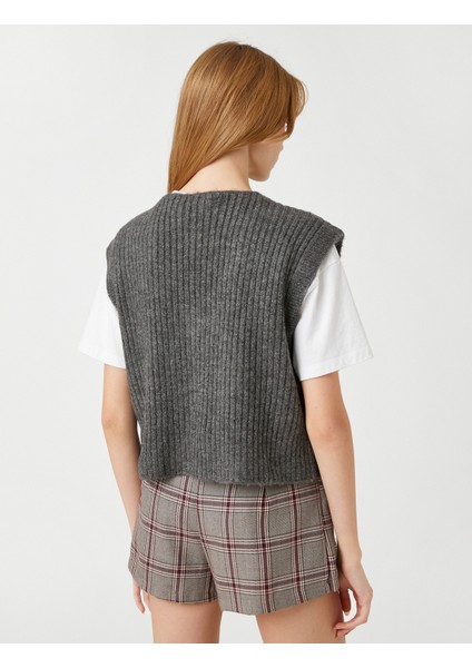 Örgü Süveter V Yaka Saç Örgüsü Desenli modelleri