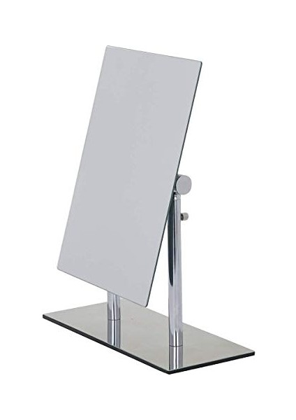 Kosmetik-Standspiegel Pinerolo - Klappbar, Stahl, 23 x 27-35 x 10 Cm, Chrom