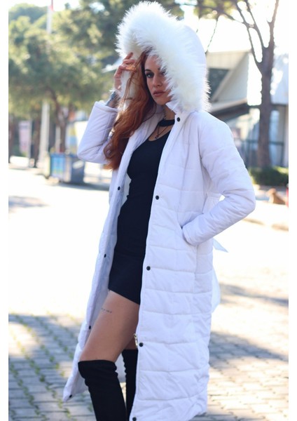 Günlük Kışlık Tam Boy Şişme Kadın Mont BT180BEYAZ2 modelleri