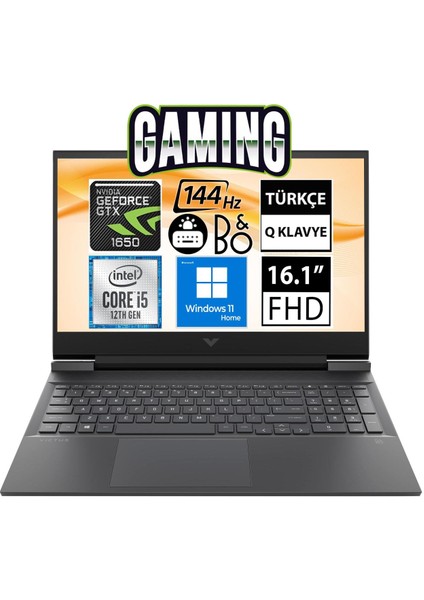 Victus 16-D1029NT 6G0F7EA03 İntel Core i5-12500H 16GB 512SSD GTX1650 16.1" Fullhd Windows 11 Home Taşınabilir Bilgisayar