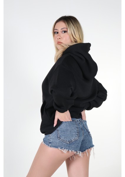 Kapüşonlu Oversize Kanguru Cepli Swaetshirt Hoodie Sweat Kadın