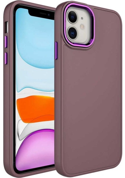 iPhone 11 Kılıf Renkli Tasarım Metal Buton ve Kamera Çıkıntılı