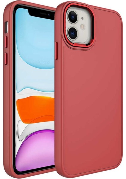 iPhone 11 Kılıf Renkli Tasarım Metal Buton ve Kamera Çıkıntılı