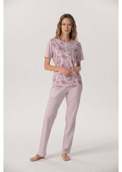 1225 Kadın Klasik Kısa Kol Pijama Takımı