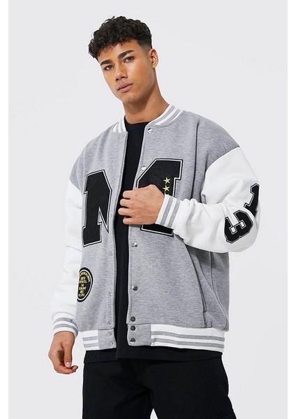 Unisex Oversize Gri M Bomber Kolej Ceket fiyatları