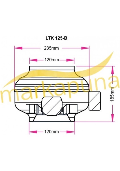 Fanex Fan Lkt 125-B Geriye Eğimli 12 cm 330 M³/h Yuvarlak Kanal Fanı