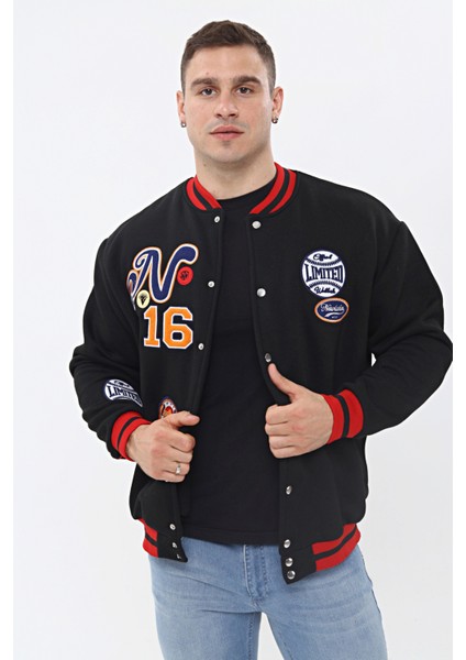 Unisex Oversize Limited Edition Siyah Bomber Kolej Ceket