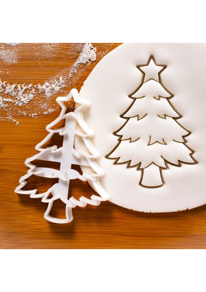 Çam Ağacı Yıldızlı Kurabiye Kalıbı - Şeker Hamuru Kalıbı