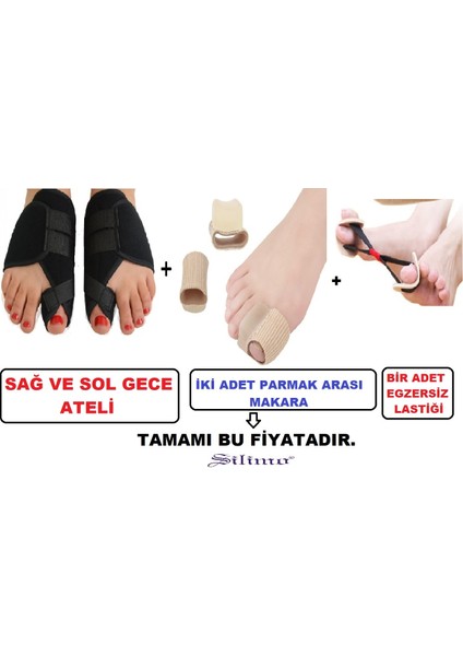 Ayak Kemik Eğriliği Ayırgaç Gece Bandajı + Silikon Parmak Arası Makara