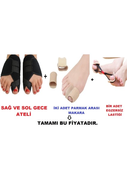 Ayak Kemik Eğriliği Ayırgaç Gece Bandajı + Silikon Parmak Arası Makara