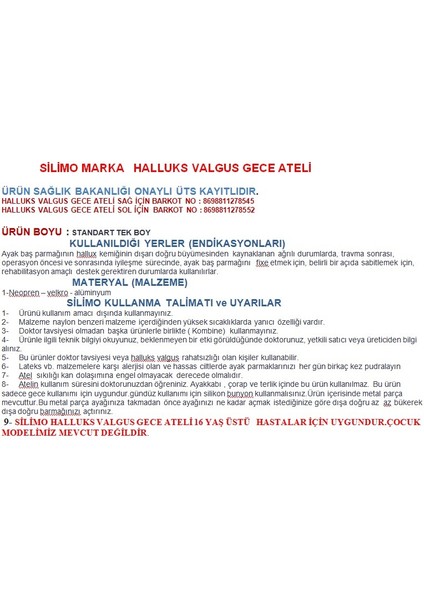 Ayak Kemik Eğriliği Ayırgaç Gece Bandajı + Silikon Parmak Arası Makara