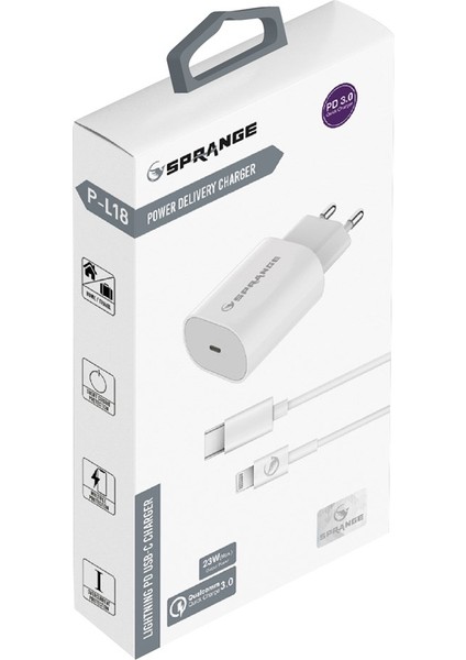 Type-C-Lightning Beyaz Şarj Aleti Seti 23W (P-L18)