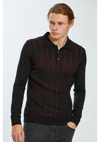 Erkek Uzun Kol Polo Yaka Minimalist Kazak - Günlük Stil