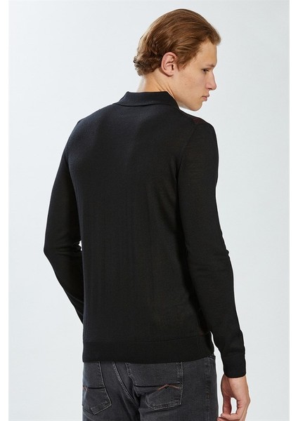 Erkek Uzun Kol Polo Yaka Minimalist Kazak - Günlük Stil modelleri