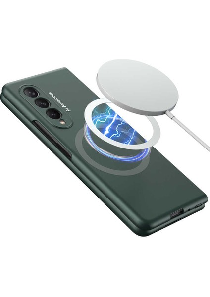 Samsung Galaxy Z Fold 3 Uyumlu Wireless Şarj Özellikli Kıpta Magsafe Kamera Korumalı Kılıf