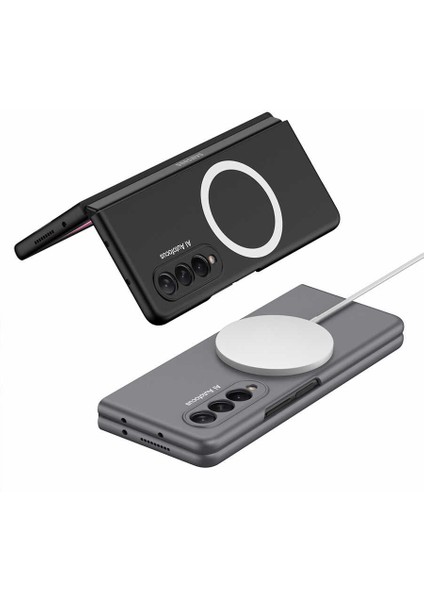 Samsung Galaxy Z Fold 3 Uyumlu Wireless Şarj Özellikli Kıpta Magsafe Kamera Korumalı Kılıf