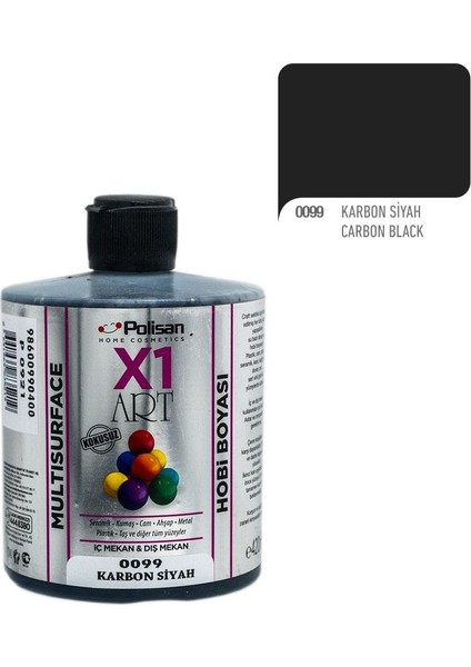 X1ART Multisurface Hobi Boyası 420 ml - 0099 Karbon Siyah
