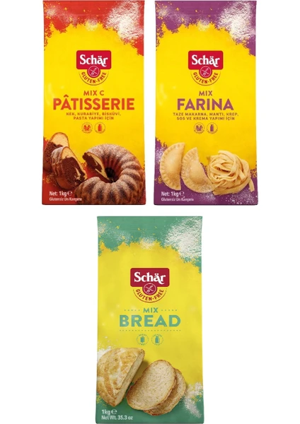 3'lü Glutensiz Un Seti Mix B-Mix C-Farina 3 x 1 kg