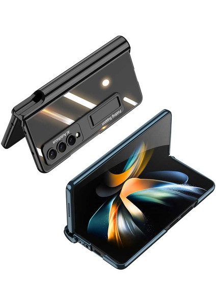Samsung Galaxy Z Fold 4 Uyumlu Kıpta Kalem Bölmeli Standlı Sert Pc Kılıf