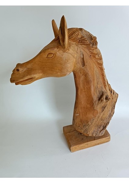 Dekoratif El Oyması Ahşap At Kafası 52X43X24CM (Teak Ağac-3) fiyatları